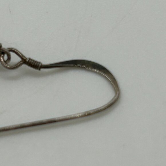 Sterling Silver Earrings Glass Orange and Silver Beads Pierced Dangle Vintage - Picture 12 of 13